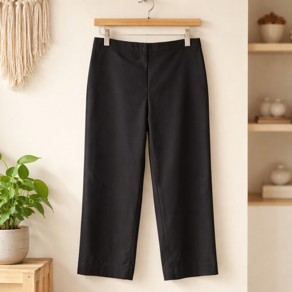 St. John‎ Caviar 16 Black Wide Leg Dark Academia Pants Zip Hook Professional
